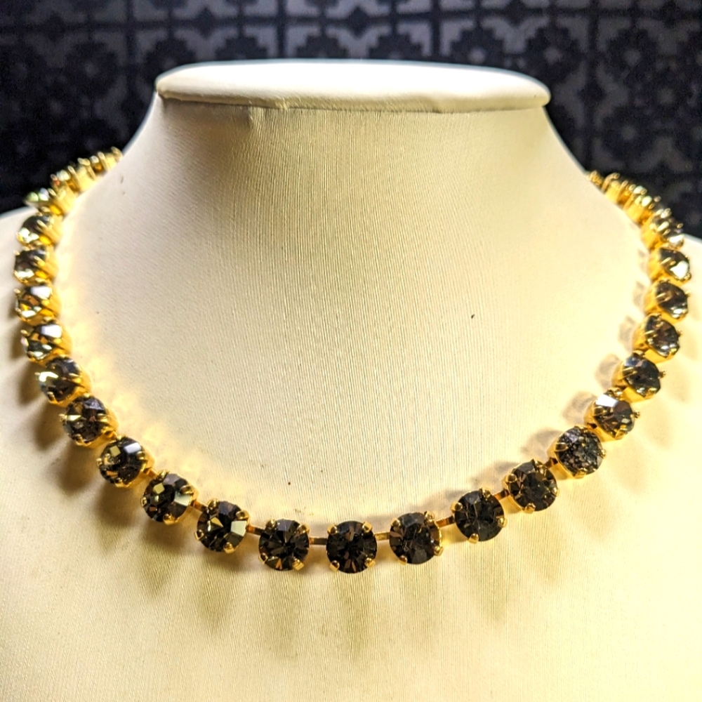 Black Diamond Crystal Necklace in 14k Gold Plated or Sterling Silver Plated-new - Picture 2 of 8